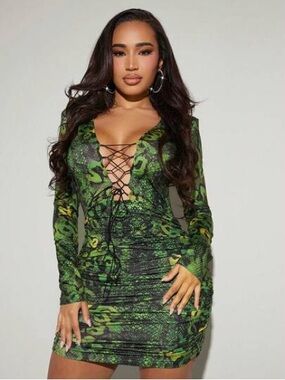slim fit dress slacks SHEIN Womens Long Sleeve Sheath Dress UK 14 Medium Green Floral Polyes –  Messina Hembry main image 1